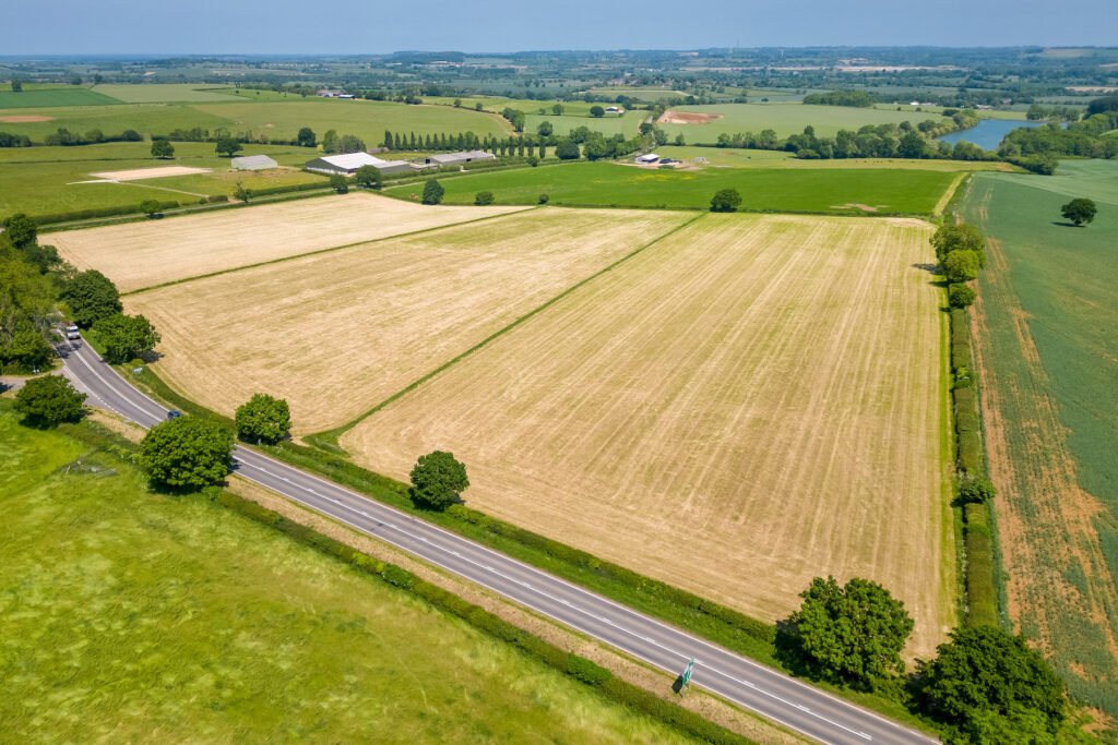aerial view of farming fields