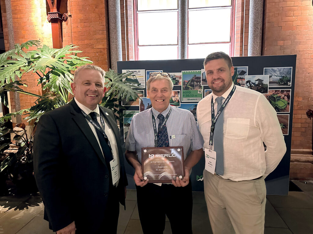 Shaun Groom is pictured with RC Boreham dealer principal Nigel Boreham and director Matt Boreham.