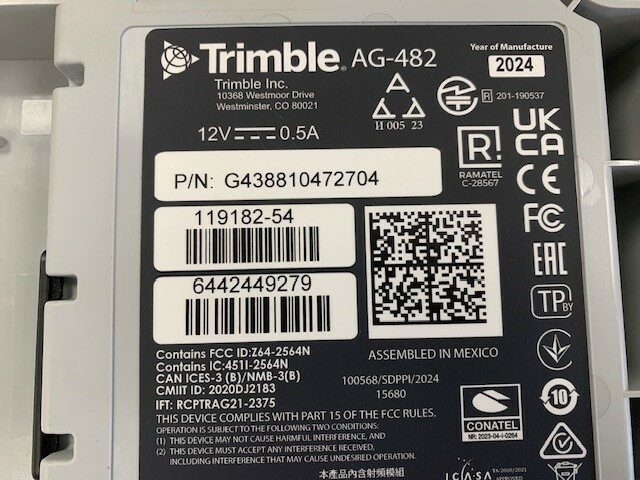 FE00362A TRIMBLE AG482 SUBMETRE RECEIVER