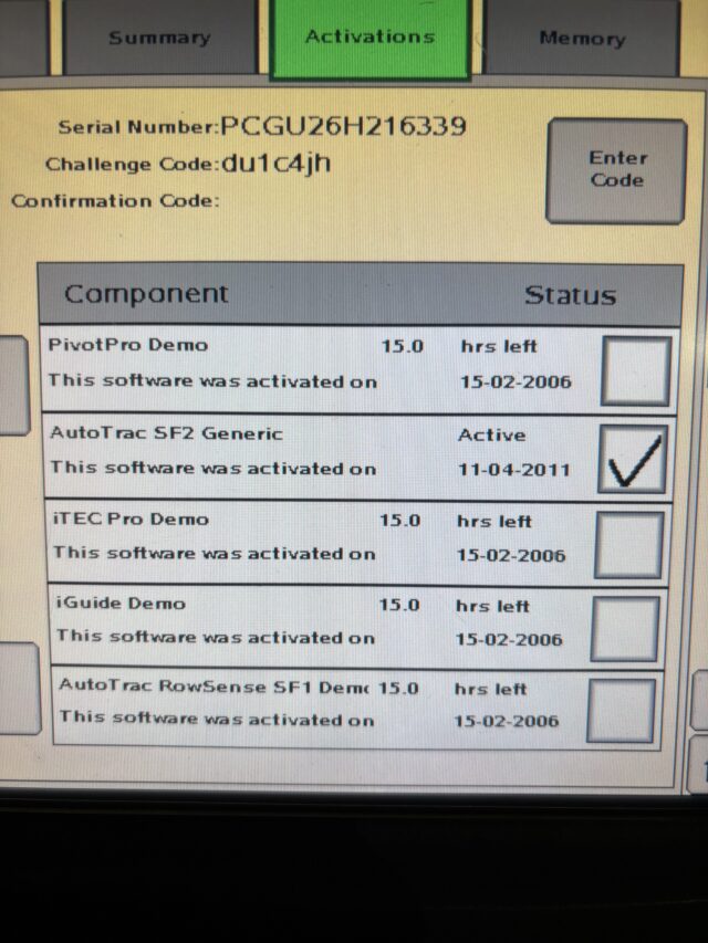 John Deere 2600 screen with auto trac
