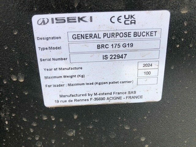 7M06845A NEW ISEKI MX 1.75 BUCKET.