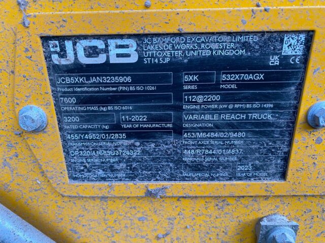 *Due in* JCB 532-70 AGRI XTRA
