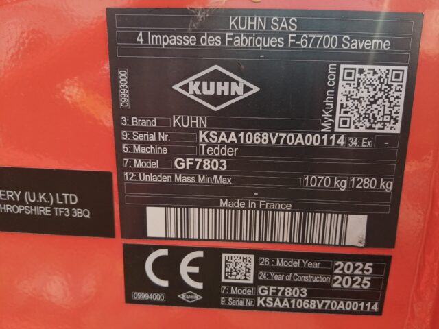 GM036817 NEW 2025 KUHN GF7803 TEDDER