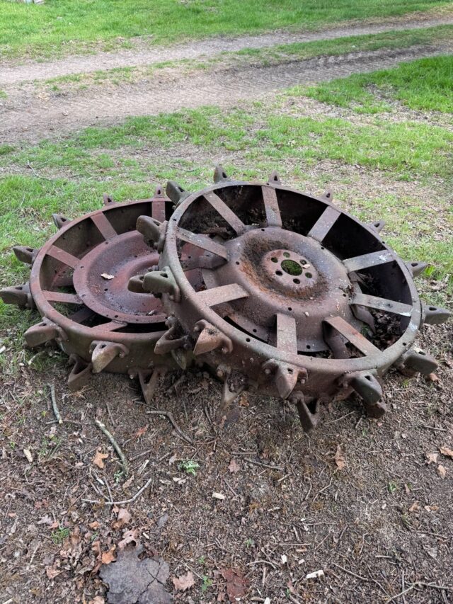 Two Vintage rear tractor wheels