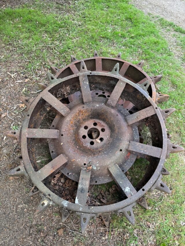 Two Vintage rear tractor wheels