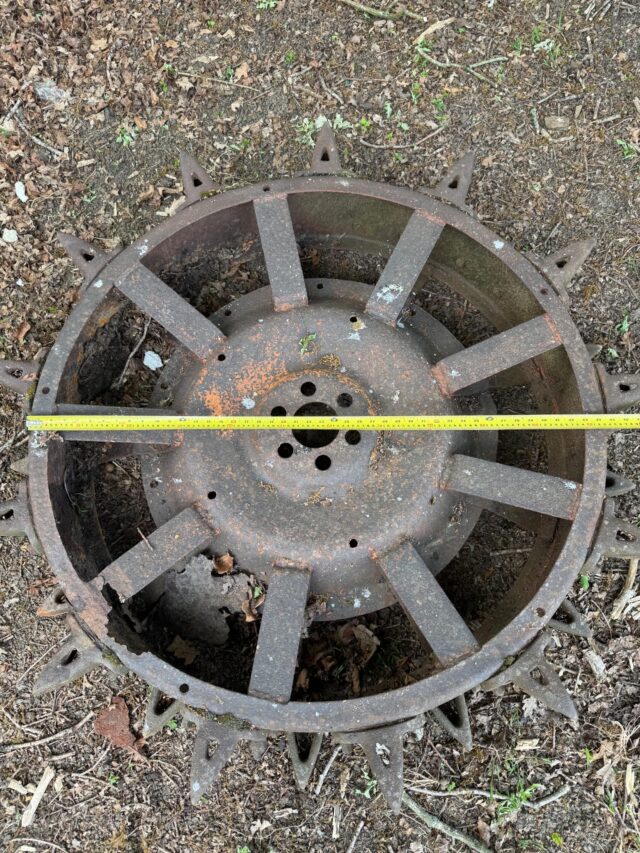 Two Vintage rear tractor wheels