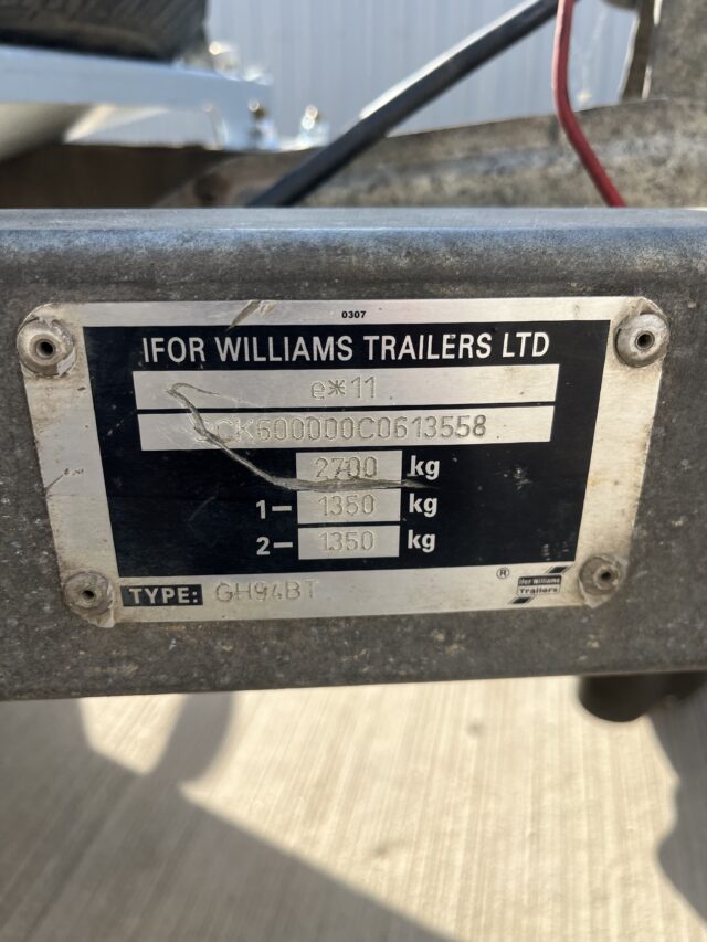 Ifor Williams plant trailer GH94BT