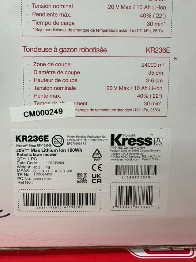 CM000249 KRESS KR236E ROBOTIC MOWER.