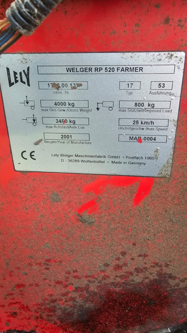 T8012116 2001 WELGER RP520 ROUND BALER