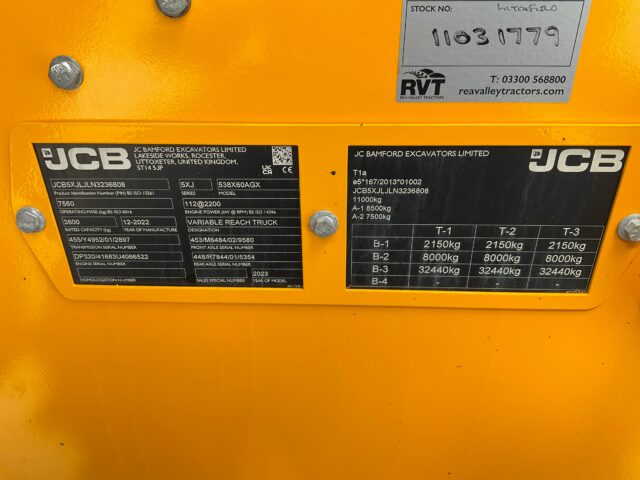 Lot 5: 2022 JCB 538-60 Telehandler
