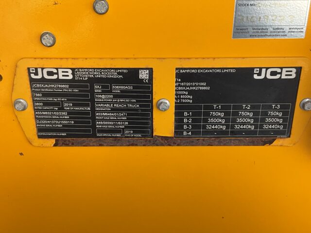 Lot 16: 2019 JCB 538-60 Telehandler