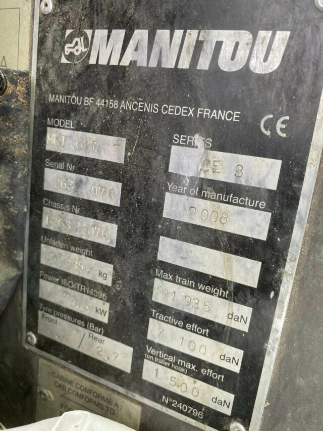 Manitou MLT 627T Telehandler For Sale