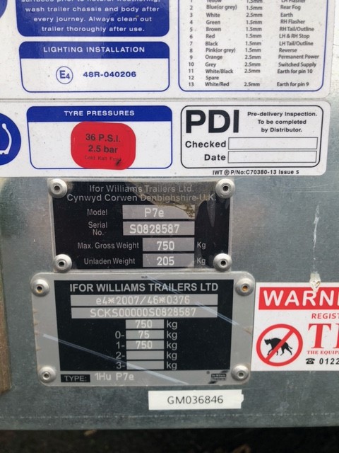 GM036846 FOR WILLIAMS P7E TRAILER