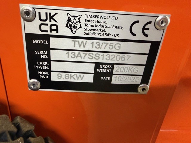 2M041252 TIMBERWOLF TW13/75 WOODCHIPPER